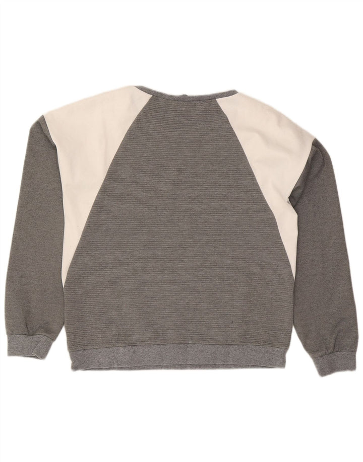 Liu Jo moletom gráfico feminino jumper UK 14 bloco colorido cinza médio