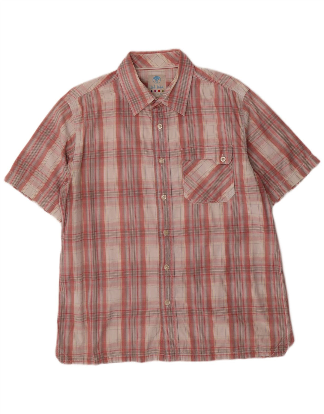 Camisa masculina de manga curta Fat Face grande algodão xadrez rosa