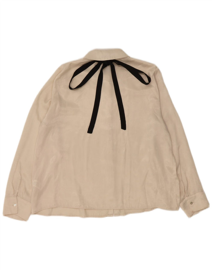 Camisa feminina Zara UK 16 grande poliéster off white