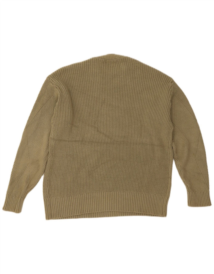 Suéter feminino Marks & Spencer com gola redonda Reino Unido 14 médio cáqui
