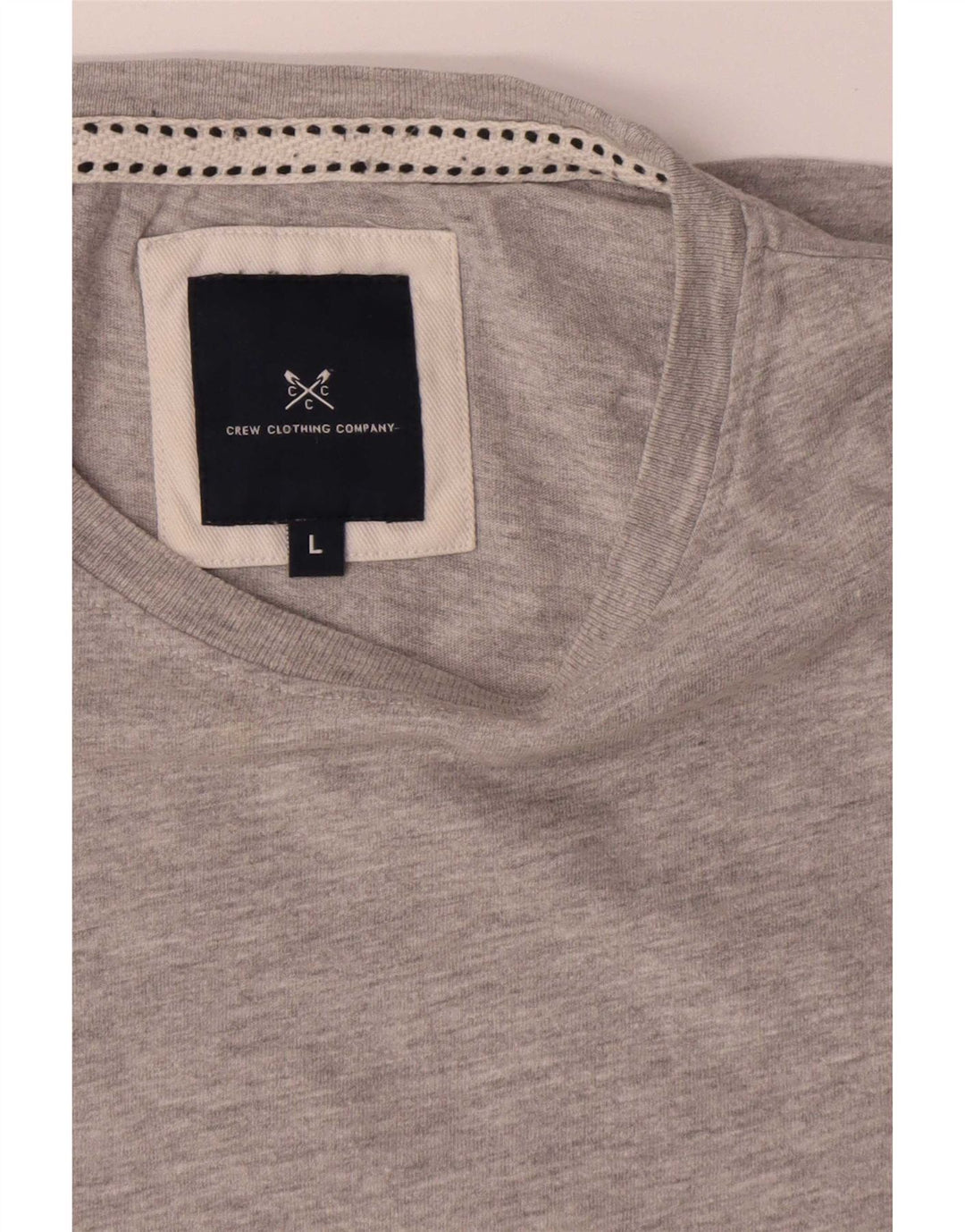 Camiseta masculina Crew Clothing Top grande algodão cinza