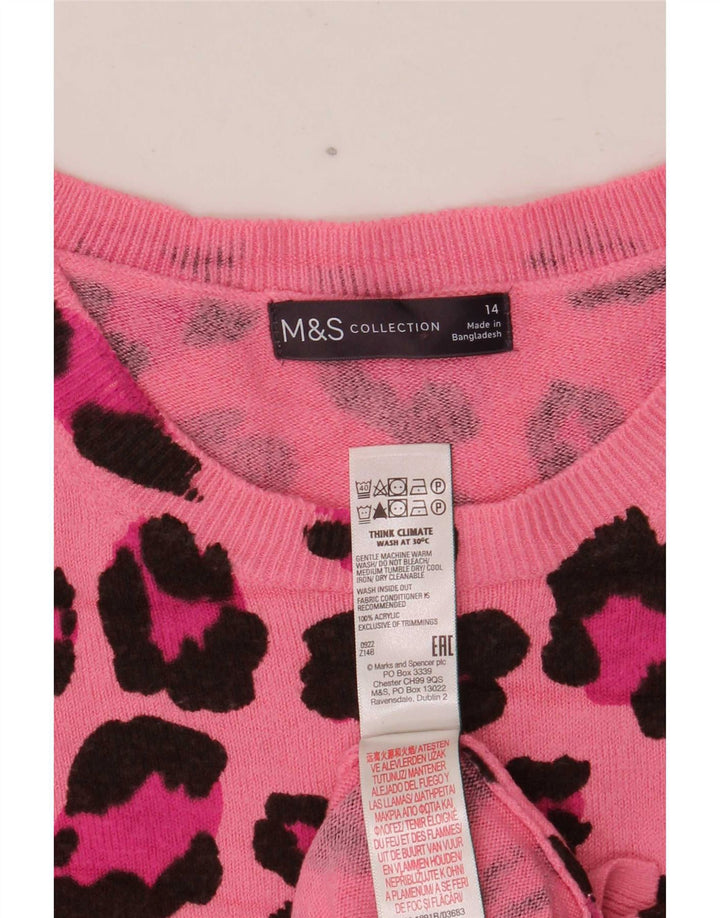 Suéter feminino Marks & Spencer com gola redonda, Reino Unido 14, rosa médio
