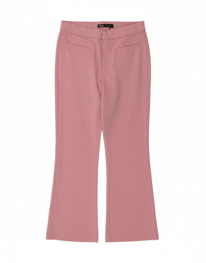 ZARA Calça feminina casual bootcut pequena W26 L25 algodão rosa