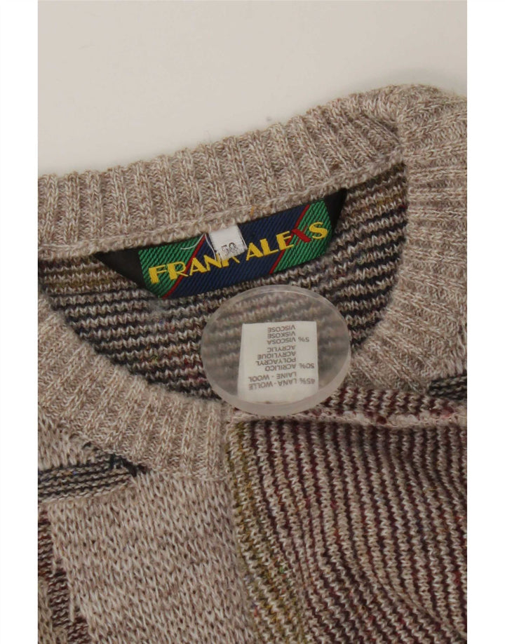 Suéter masculino Frank Alexs com gola redonda IT 50 lã geométrica cinza médio