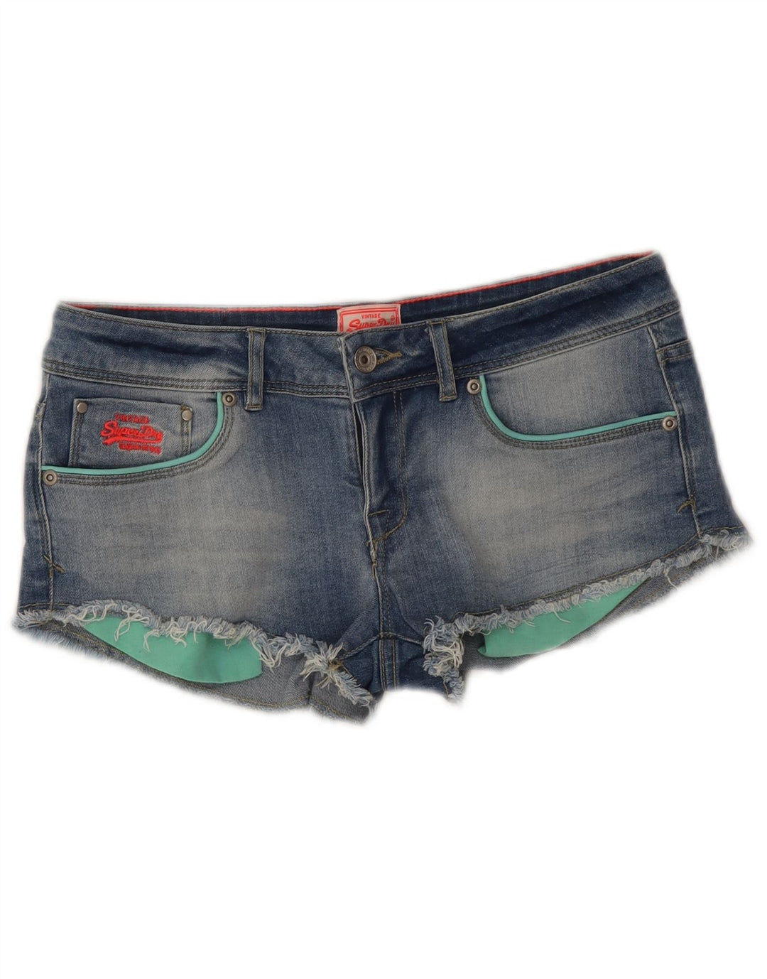 Calça jeans feminina Superdry cintura baixa W30 algodão azul médio