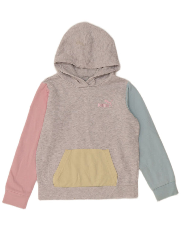 Puma Meninas Hoodie Jumper 10-11 Anos Cinza Médio Colourblock