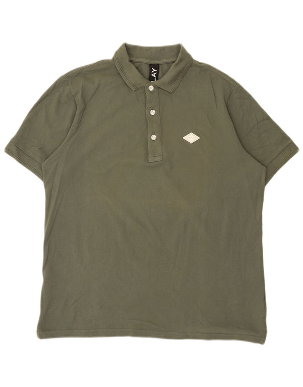 Camisa polo masculina Replay Regular Fit grande algodão cáqui clássico
