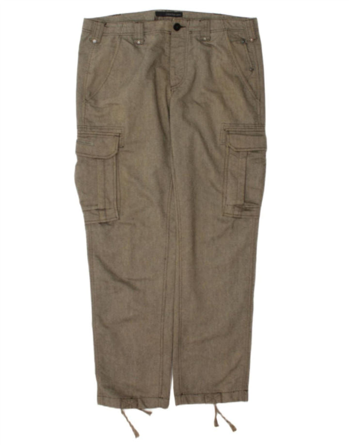 Calça cargo reta masculina Calvin Klein W36 L34 cinza espinha de peixe