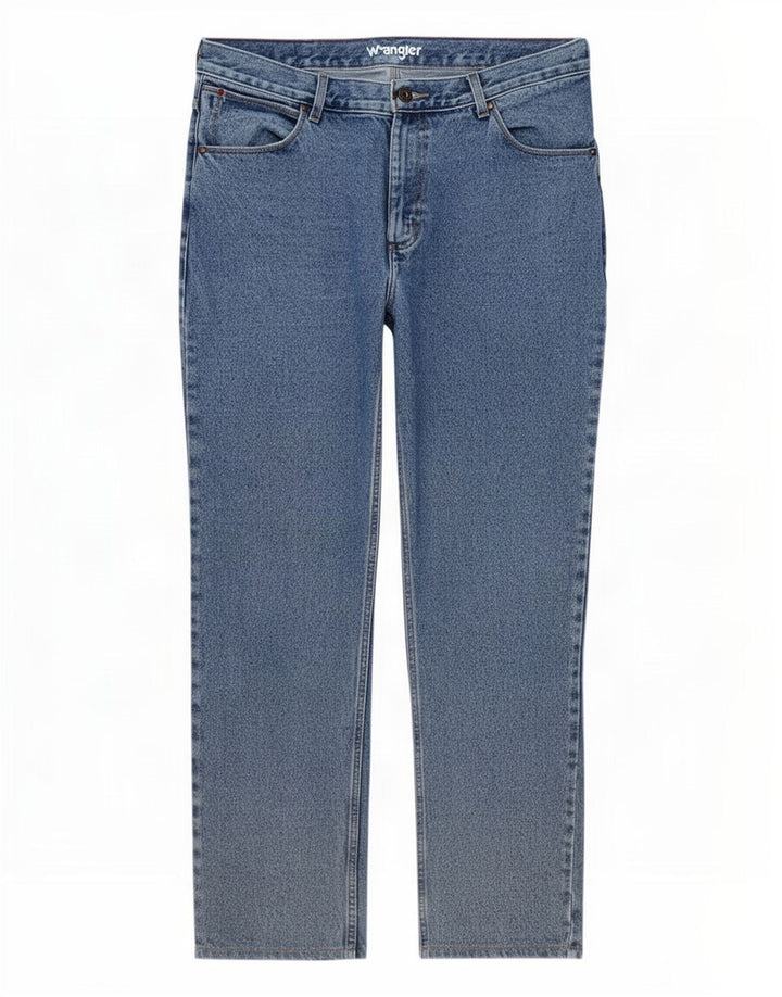 Wrangler Mens Straight Jeans W36 L32 Azul Algodão
