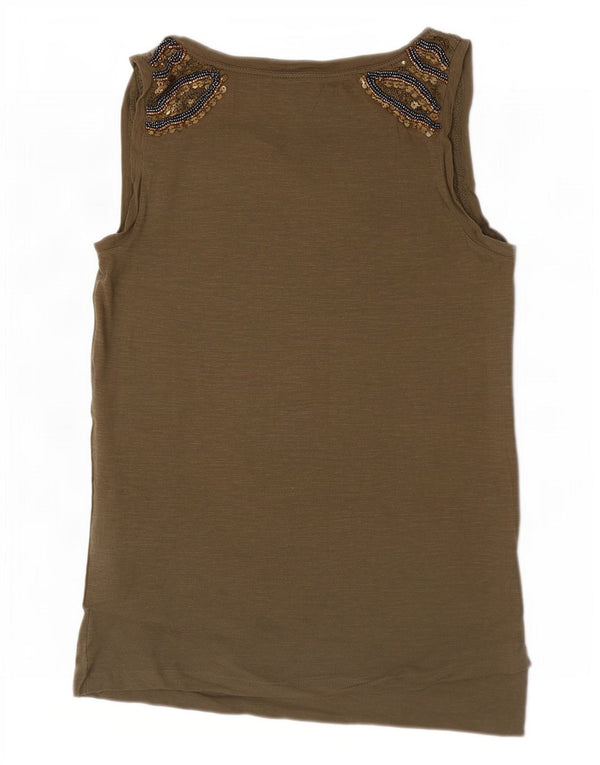 Colete feminino Massimo Dutti UK 6 XS algodão marrom