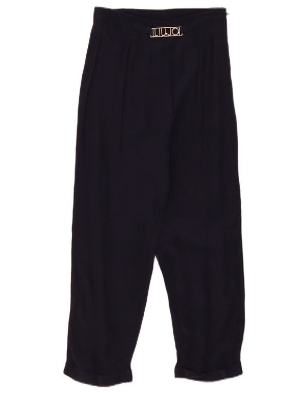 Liu Jo Calça casual feminina cintura alta 9-10 anos W24 L20 Azul marinho