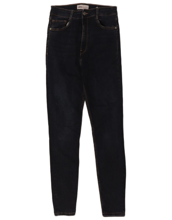 Zara Jeans Skinny Feminino EU 38 Pequeno W28 L28 Azul Marinho Algodão