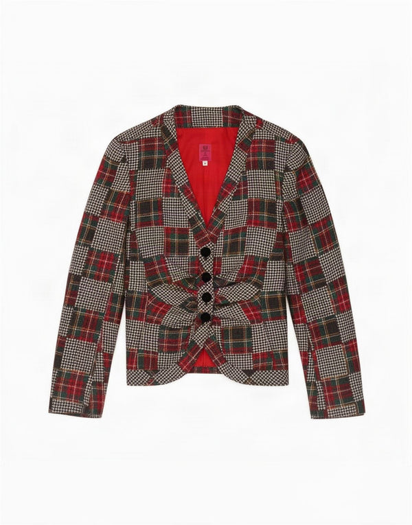 Jaqueta Blazer Feminina Ungaro com 4 Botões IT 42 Patchwork Médio Multicolorido