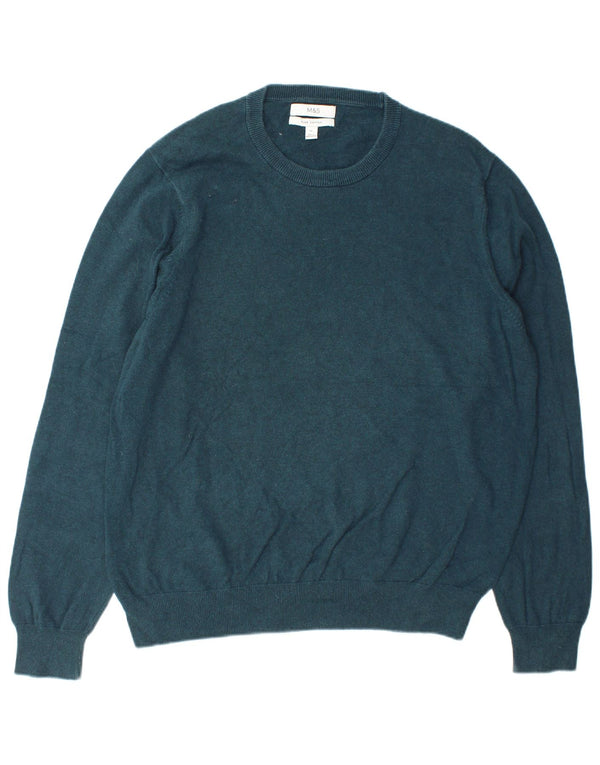 Suéter masculino Marks & Spencer com gola redonda XL algodão azul marinho