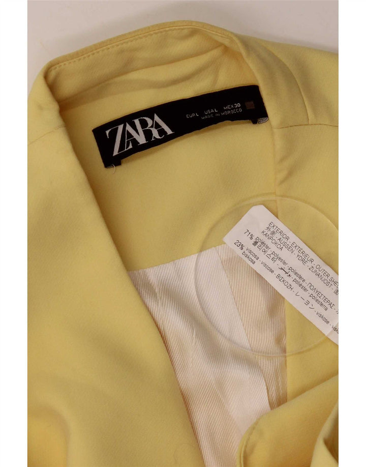Jaqueta blazer feminina sem mangas com 3 botões Zara Reino Unido 14 grande poliéster amarelo