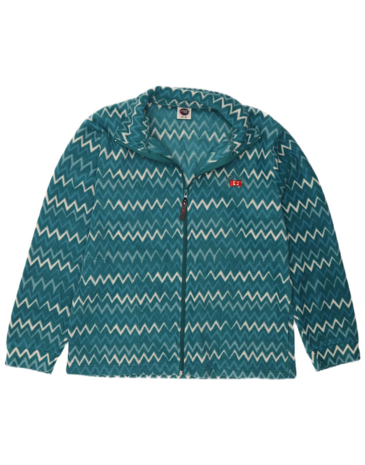 Jaqueta de lã feminina Canadá Logan Reino Unido 18 XL azul Chevron poliéster