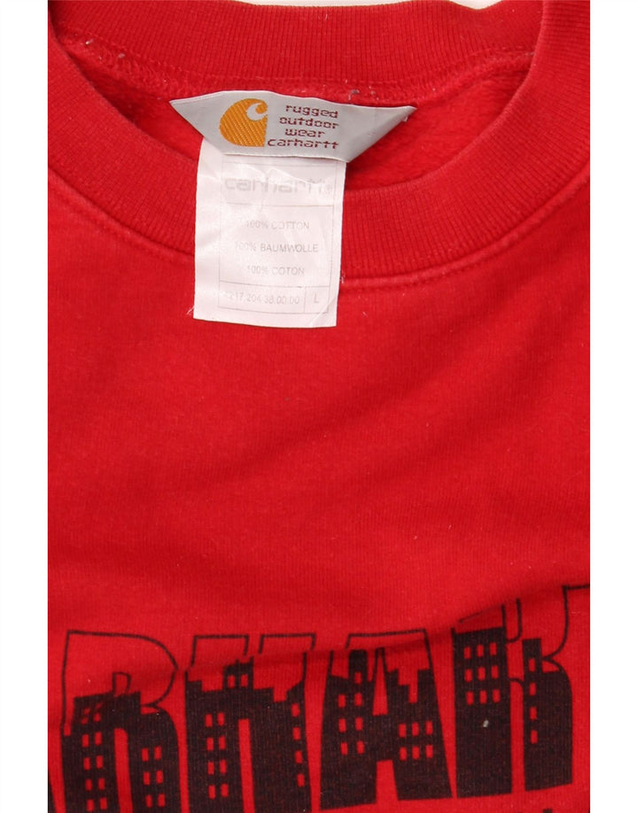 CARHARTT moletom gráfico masculino jumper grande algodão vermelho