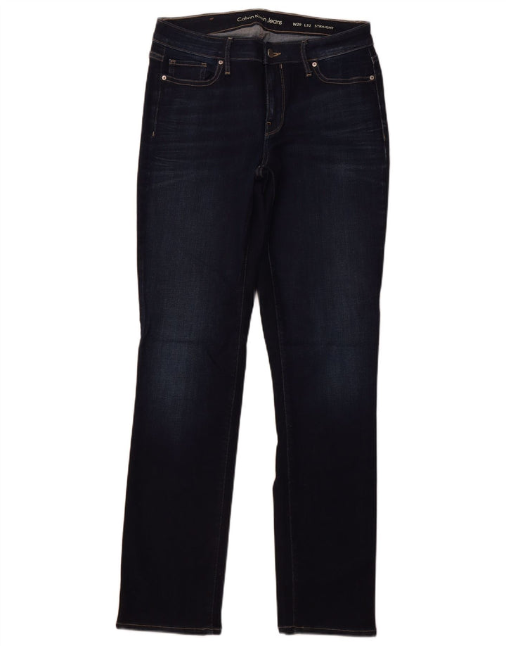 Calça jeans reta feminina Calvin Klein W29 L32 algodão azul marinho