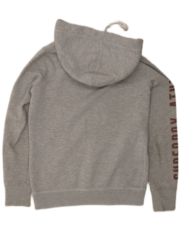 Superdry feminino gráfico moletom com capuz UK 10 pequeno algodão cinza