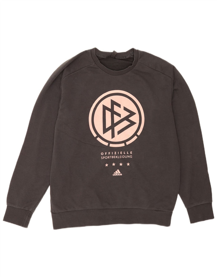 Adidas masculino gráfico regular ajuste moletom jumper grande algodão cinza