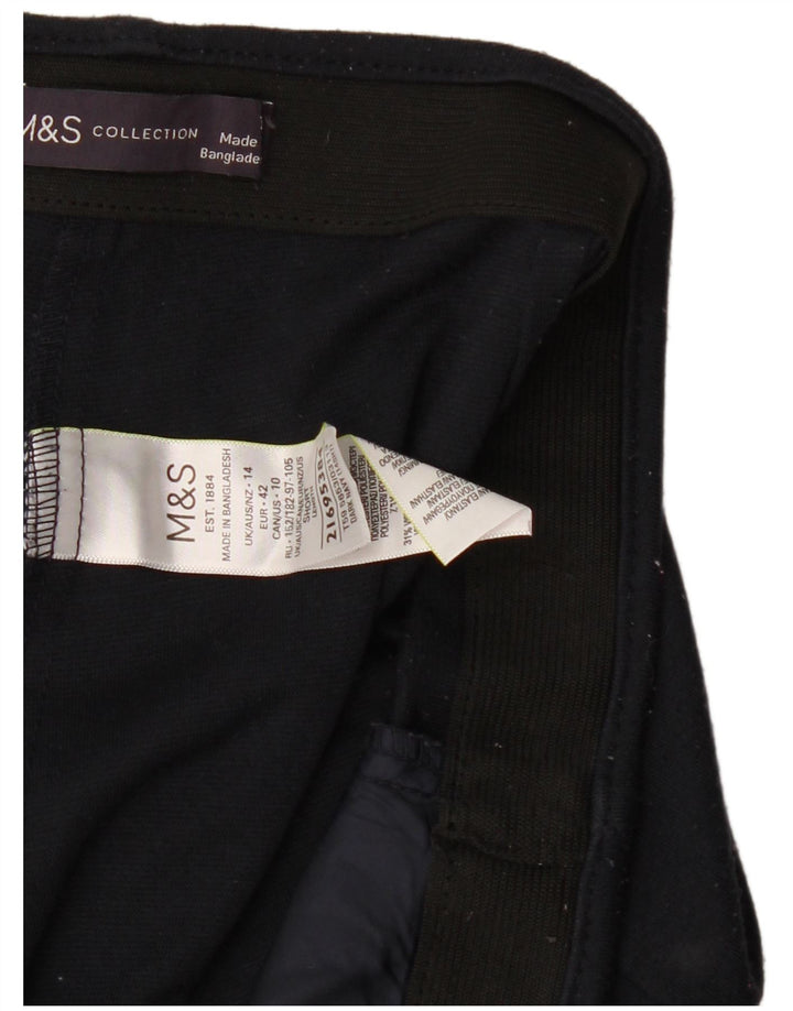 Calças cortadas femininas Marks & Spencer UK 14 grandes W34 L26 azul marinho