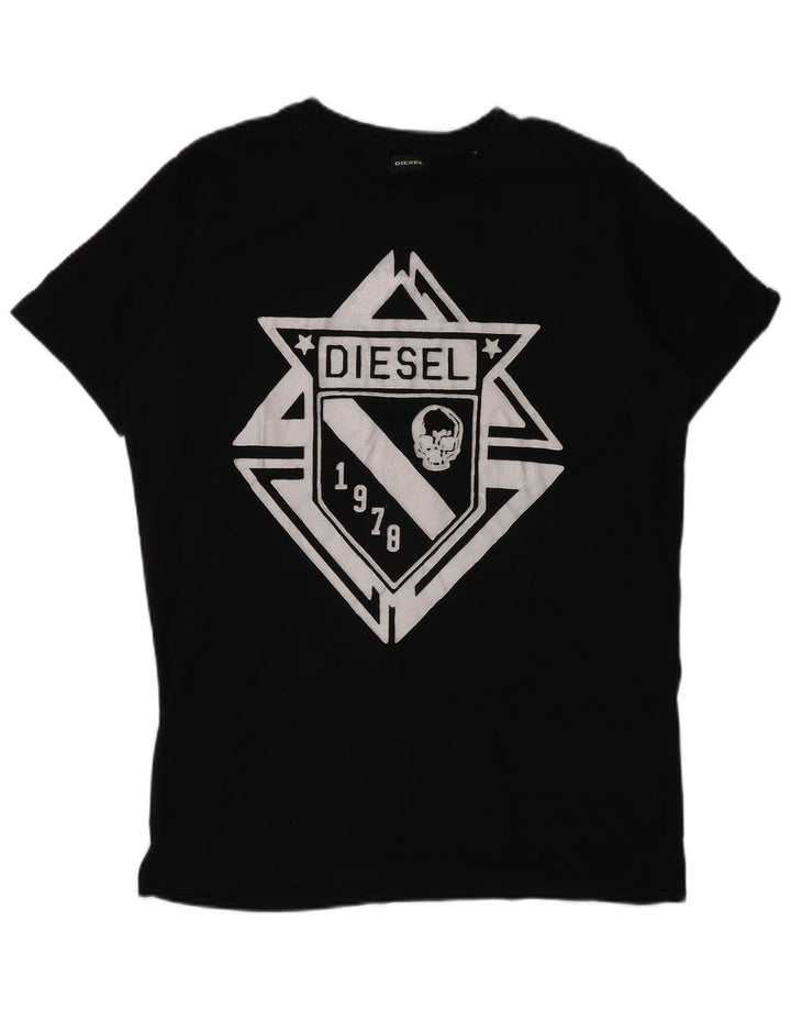 Diesel Camiseta Masculina Gráfica Top Grande Preto