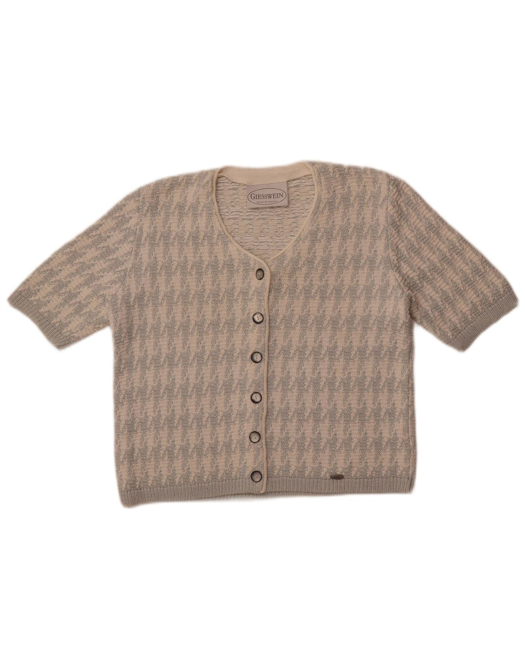 Suéter cardigã feminino Giesswein EU 38 médio branco houndstooth