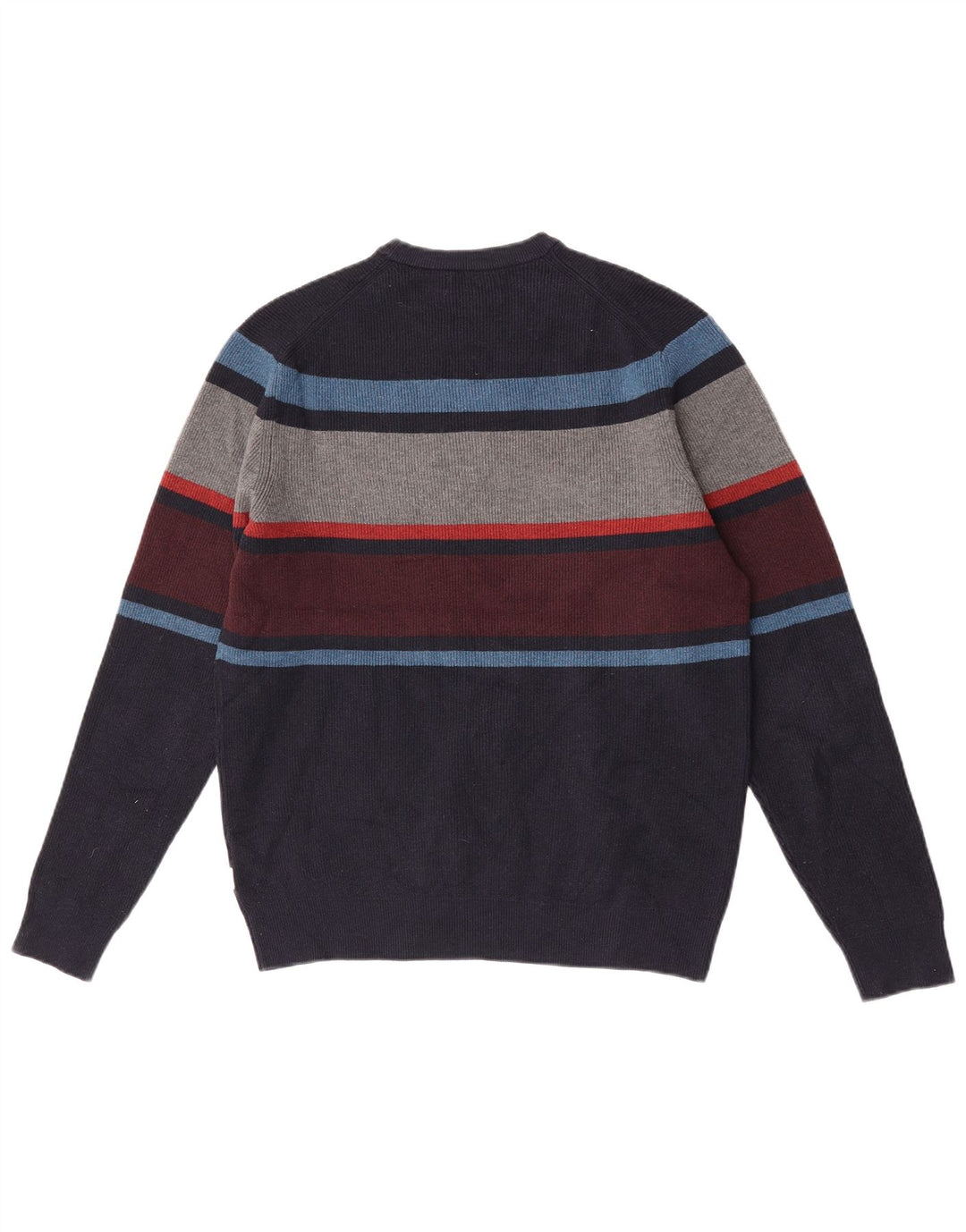 Suéter masculino Marks & Spencer com gola redonda, bloco colorido azul marinho médio