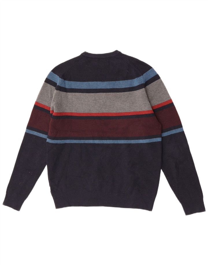 Suéter masculino Marks & Spencer com gola redonda, bloco colorido azul marinho médio