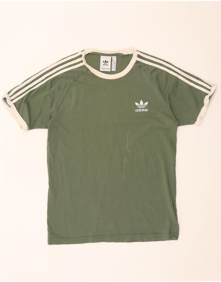 Adidas Mens Camiseta Top Médio Algodão Verde
