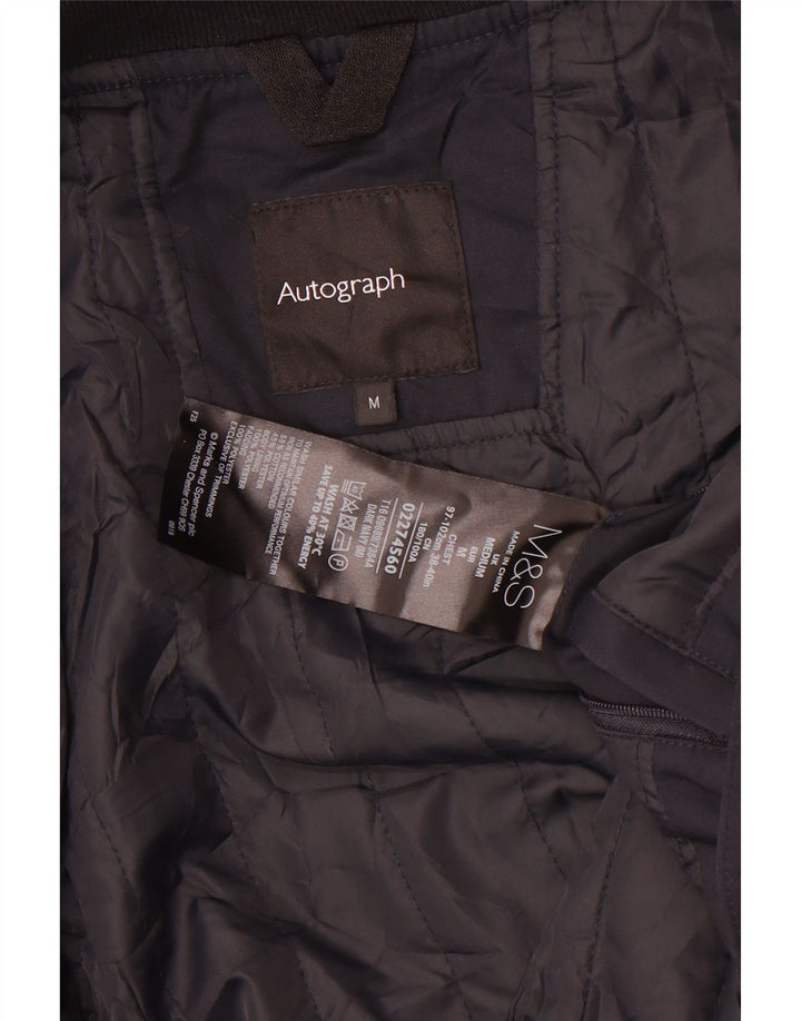 Jaqueta acolchoada masculina Marks & Spencer Autograph Reino Unido 38 algodão azul marinho médio