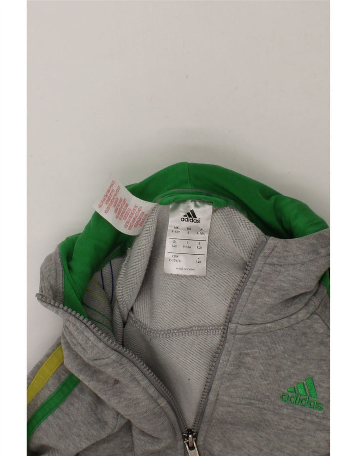 ADIDAS Boys Climalite Zip Hoodie Sweater 9-10 Years Grey Cotton Vintage Adidas and Second-Hand Adidas from Messina Hembry 