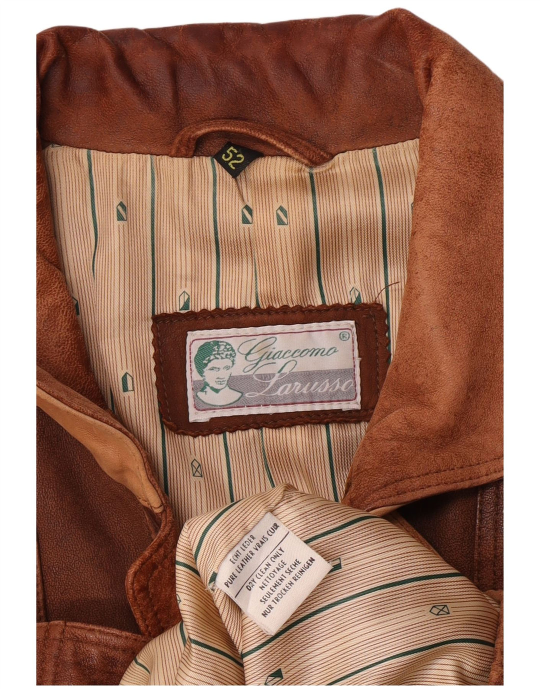 Jaqueta de couro masculina Giaccomo Larusso IT 52 XL couro marrom
