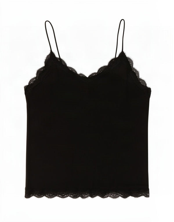 Zara Womens Crop Cami Top UK 16 Grande Poliéster Preto