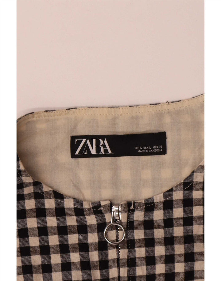 Jaqueta bomber feminina Zara Reino Unido 16 grande algodão guingão preto