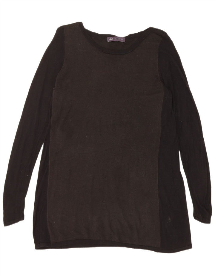 Suéter feminino Marks & Spencer com gola canoa Reino Unido 12 médio preto