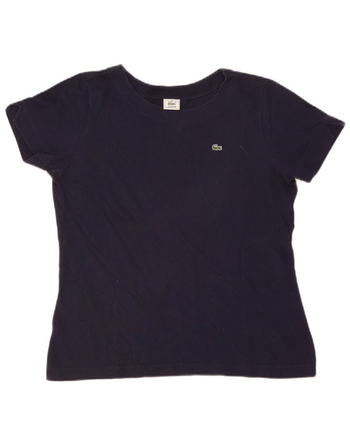 Camiseta feminina Lacoste tamanho superior 40 algodão azul marinho médio