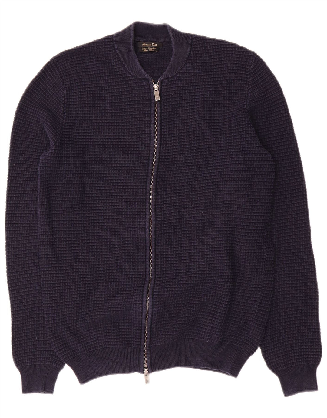Suéter cardigã masculino Massimo Dutti de algodão azul marinho médio