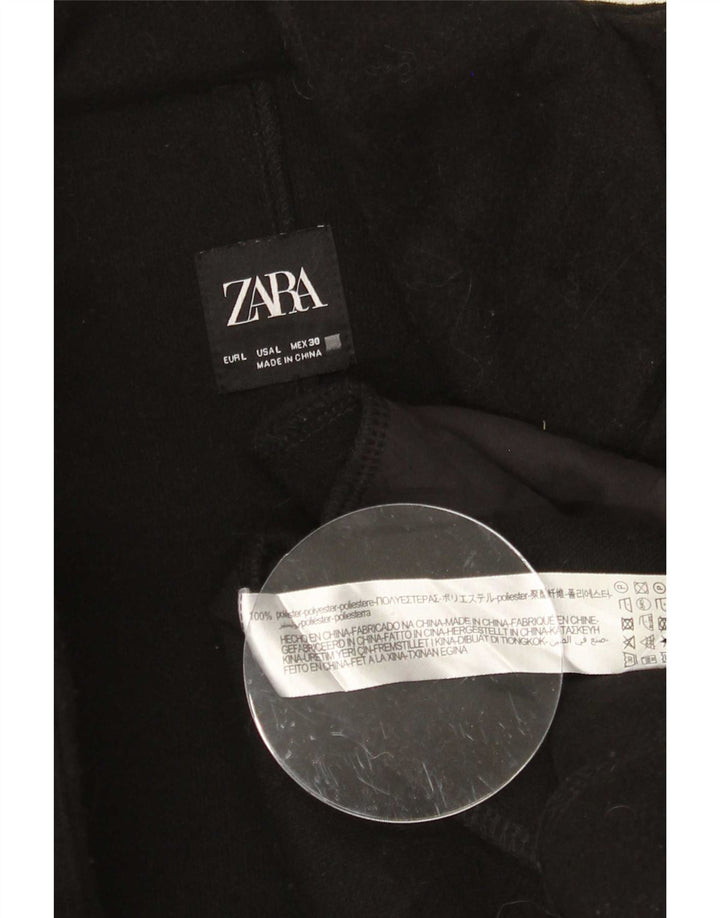 Sobretudo feminino Zara UK 16 grande poliéster preto