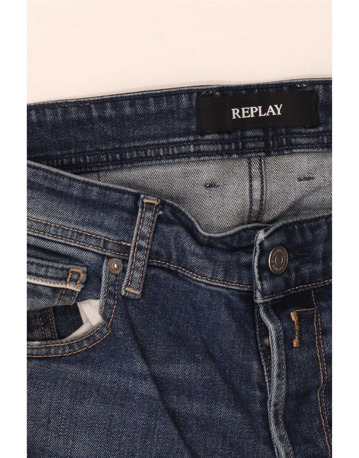Replay Masculino Grover Straight Jeans W34 L32 Azul