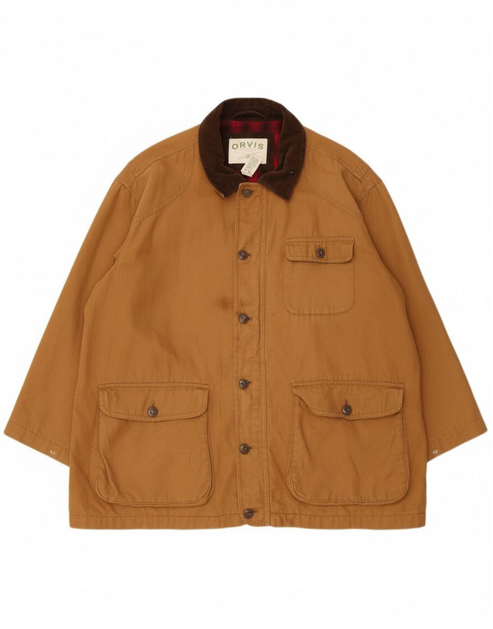 Jaqueta utilitária masculina Orvis UK 44 2XL algodão marrom