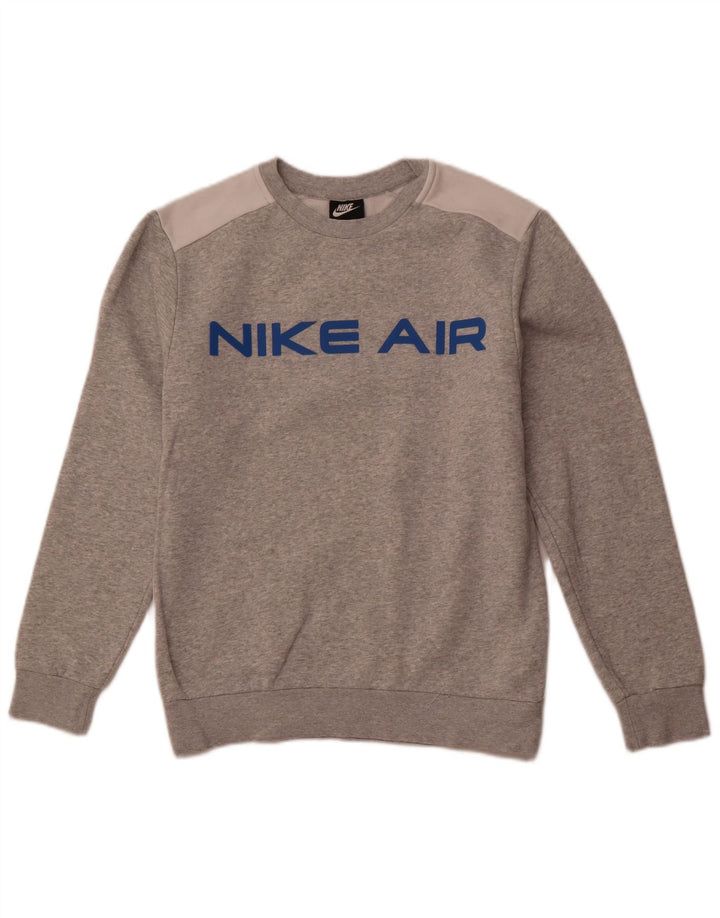 Moletom gráfico masculino NIKE Jumper pequeno cinza colorblock algodão
