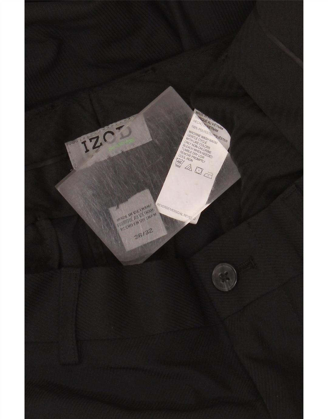 Calça casual reta masculina Izod W36 L32 poliéster preto