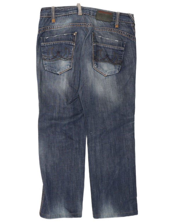 Calça jeans reta masculina desgastada Datch W36 L30 algodão azul marinho