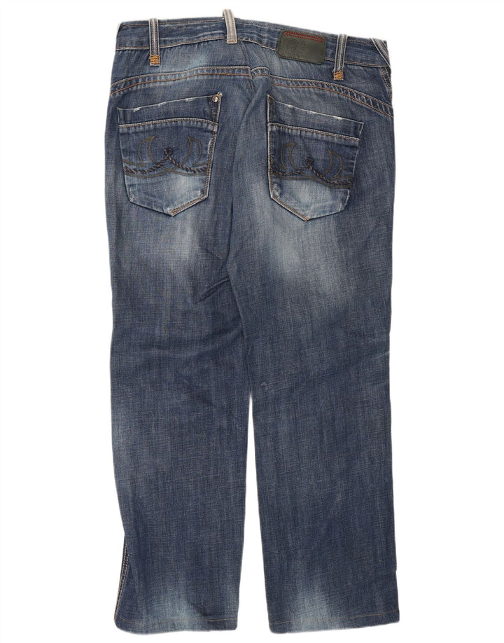 Calça jeans reta masculina desgastada Datch W36 L30 algodão azul marinho