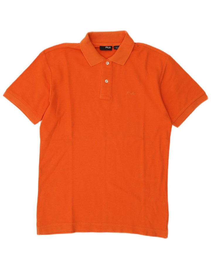 Camisa polo masculina Fila pequena laranja algodão