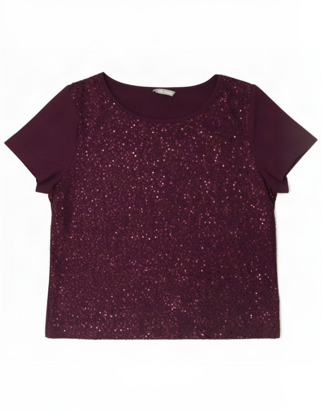 Blusa feminina de lantejoulas Marks & Spencer Reino Unido 14 grande Borgonha