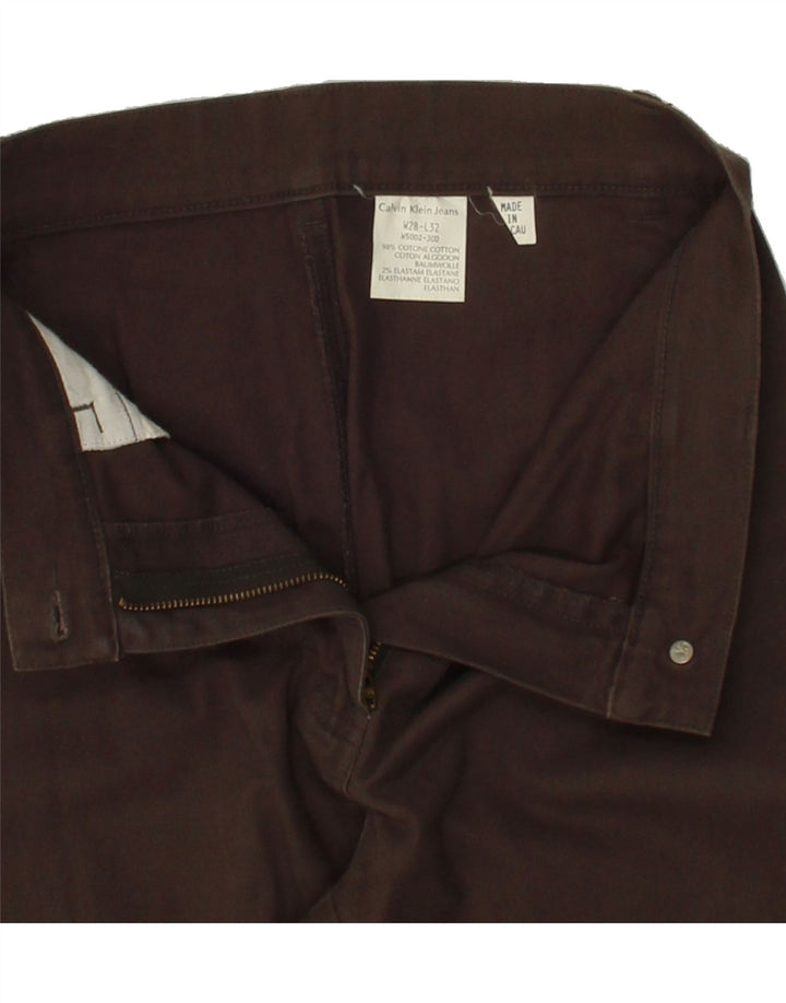 CALVIN KLEIN Womens Straight Casual Trousers W28 L28 Brown Cotton Vintage Calvin Klein and Second-Hand Calvin Klein from Messina Hembry 