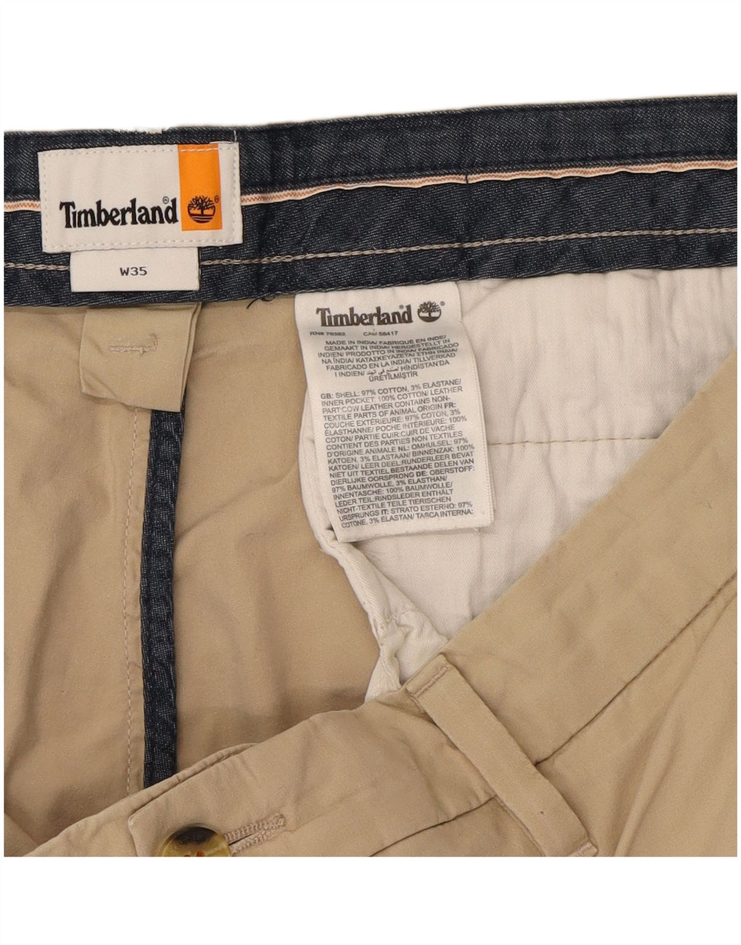 TIMBERLAND Mens Chino Shorts W35 Grande Algodão Bege