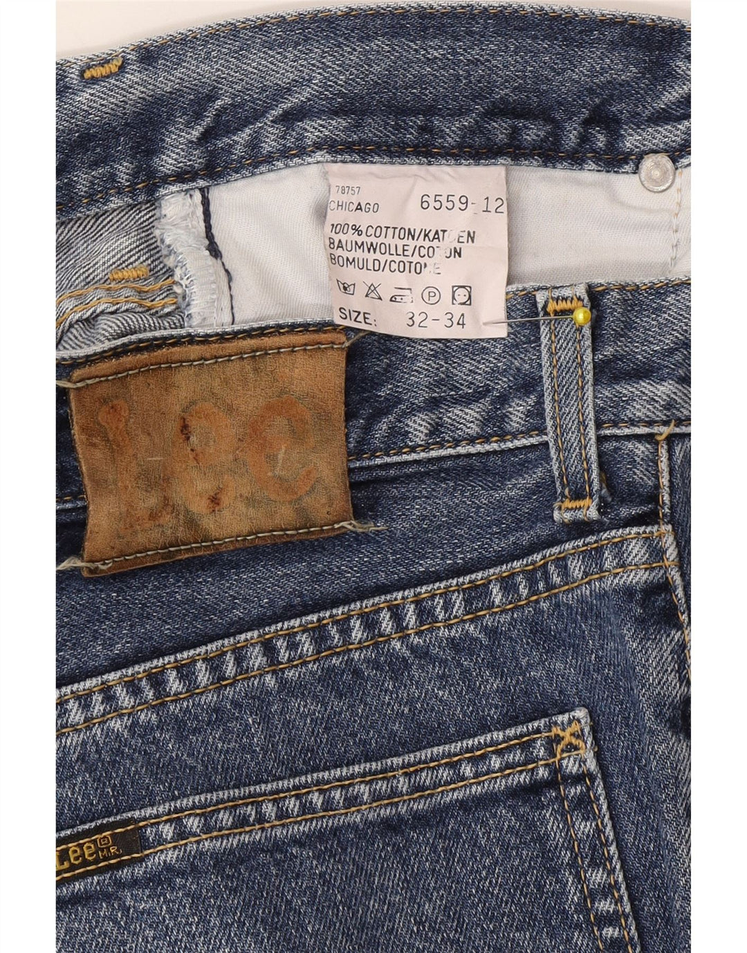 Lee Mens Straight Jeans W32 L30 Azul Algodão